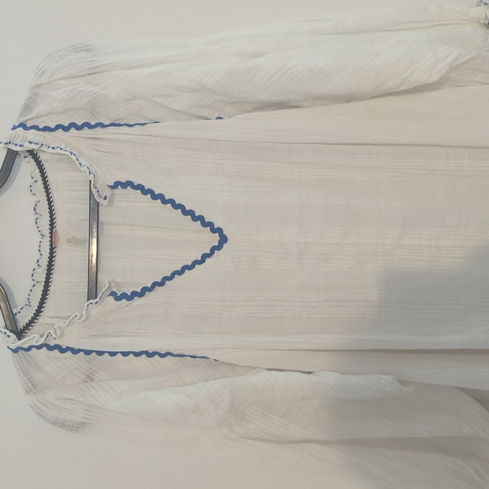 Free People White Maxi Dress with Blue Trim - Picture 3 of 7